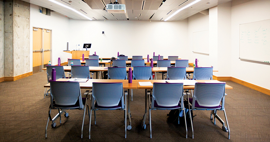 A seminar room seats 48 people and can be configured for faculty meetings, lectures and industry talks.