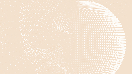 graphic of sphere made up of small white pixels