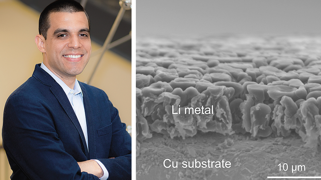 Professor Jeffrey Lopez’s team is developing new battery electrolytes that stabilize lithium metal anodes without using environmentally persistent PFAS chemicals. 