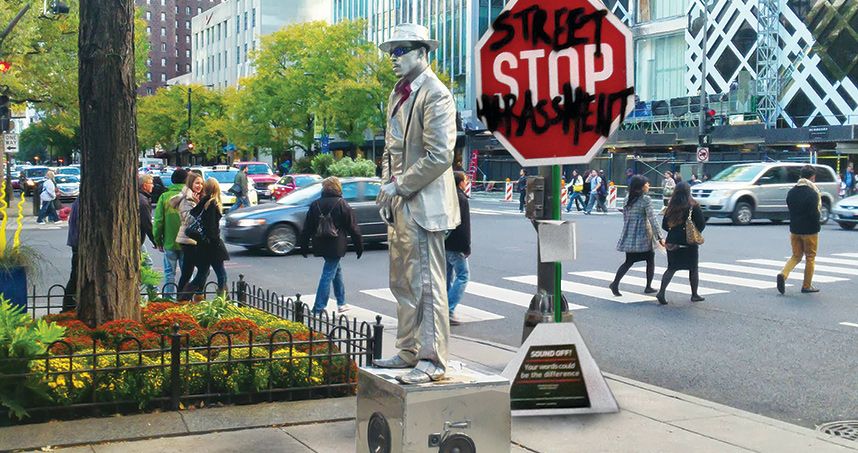 Speak Up!, a public installation in downtown Chicago, promotes awareness of street harassment.