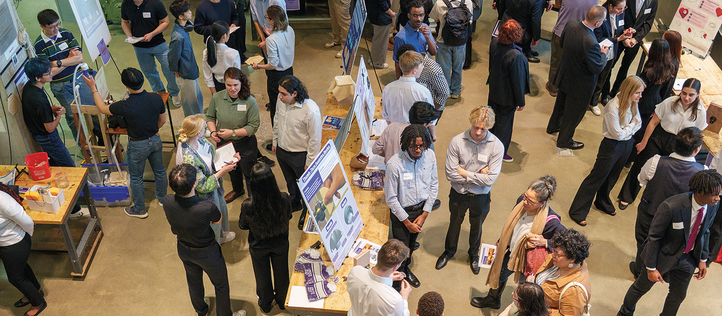 Students present their final projects to clients and community members at the 2025 Design Thinking and Communication Expo.