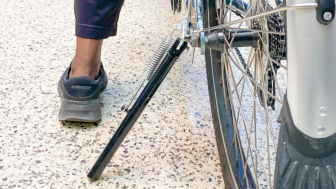 Prototype spring kickstand closeup