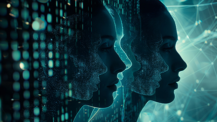Abstract image with profiles of faces