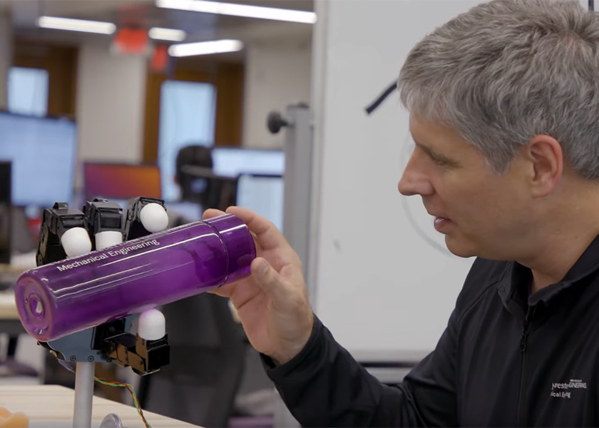 Kevin Lynch demonstrating the robot hand grip