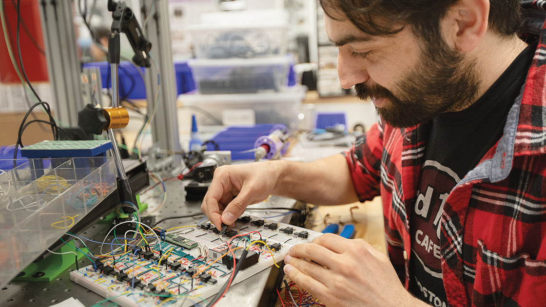 Student working on components