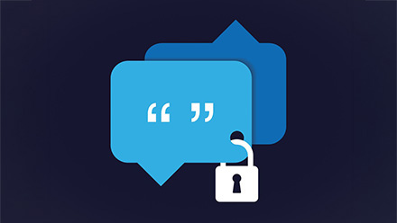 Graphic with speech bubble with a lock attached